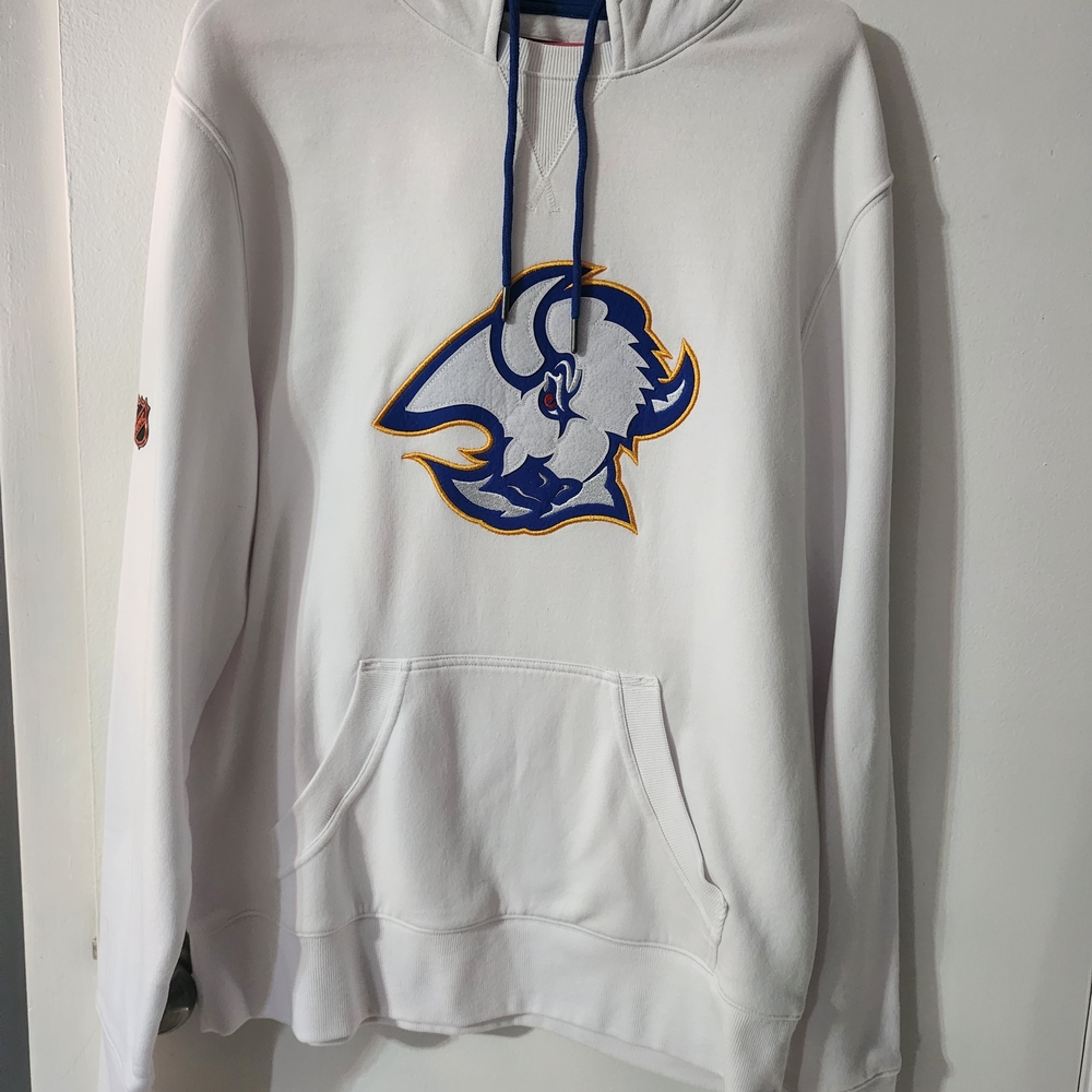 Fanatics White Hoodie with Blue and Gold Buffalo Design